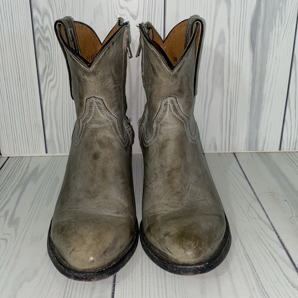 YIPPEE KIKAY Old Gringo Distressed Gray Leather Low Western Cowboy Boots - Picture 3 of 7